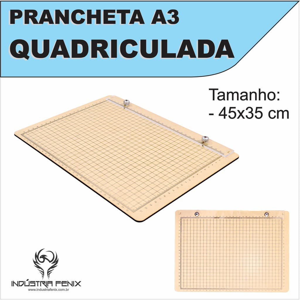 Prancheta Portátil Quadriculada Desenho Técnico Madeira Nat A3 - Fenix