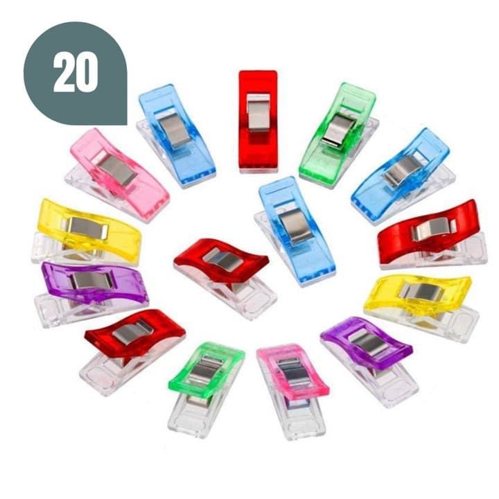 20 Clips, Pregador Ou Grampo Para Costura, Quilting/Patchwork/Scrapbook/DIY - Colorido
