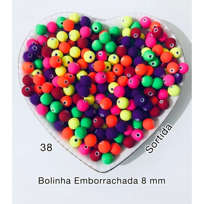 Miçanga Emborrachada BOLINHA COLORIDA 8mm (50 Gramas Sortidas) para Pulseiras e Colares (Oito mm)