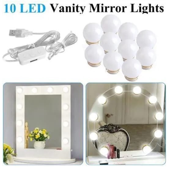Luz camarim maquiagem para espelho ( kit com 10 lâmpadas led) - Vanity Mirror Lights