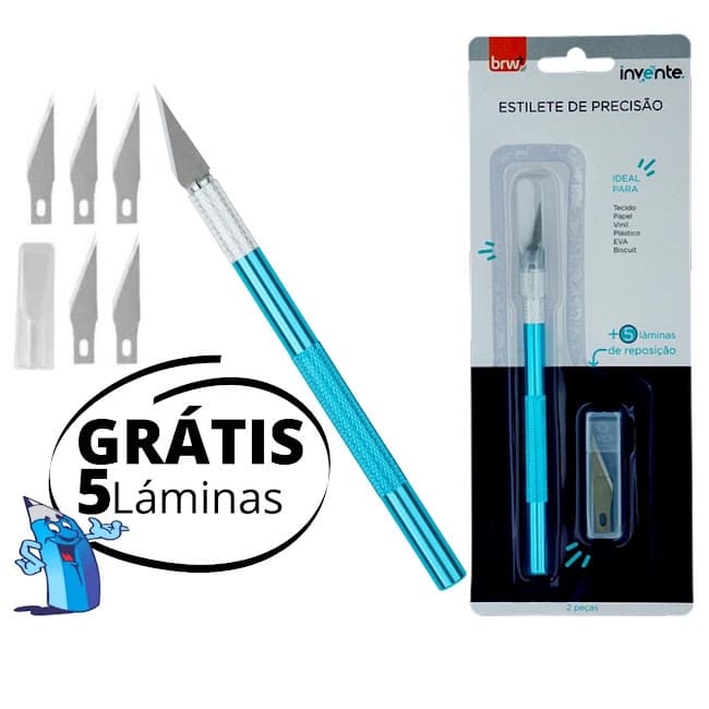 ESTILETE DE PRECISÃO +5 LAMINAS TIPO BISTURI CABO DE METAL