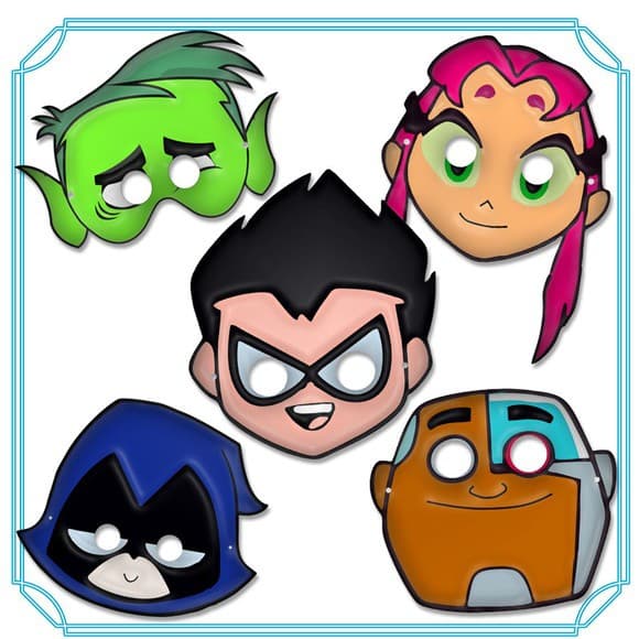 Máscaras os jovens titãs - 10 unidades