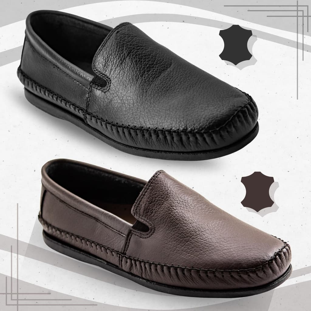 Sapato Sapatilha Mocassim Masculino de Couro Legítimo Confortável Anti Stress Ortopédico
