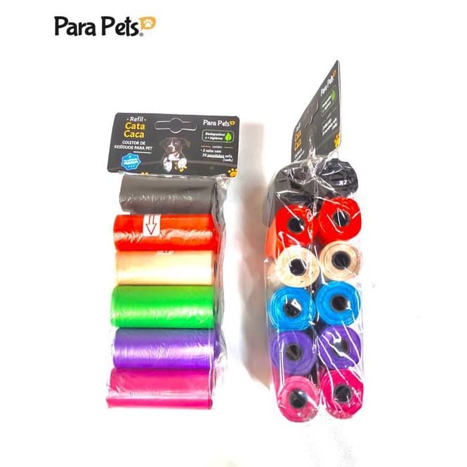 Kit com 12 Rolos De Saquinhos Refil Cata Caca Cachorro Gato Pet Coleto