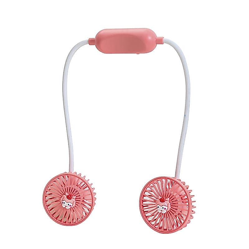 Ventilador Portátil Mini Recarregável P/Pescoço Esporte Usb -c/2 Enfeites de Bicho p/cada Ventilador