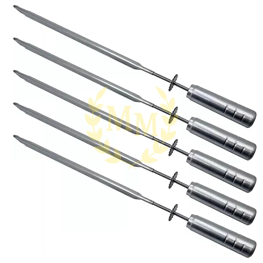 Kit 5 Espetos Espada Giratório Inox Churrasqueira Grill Premium