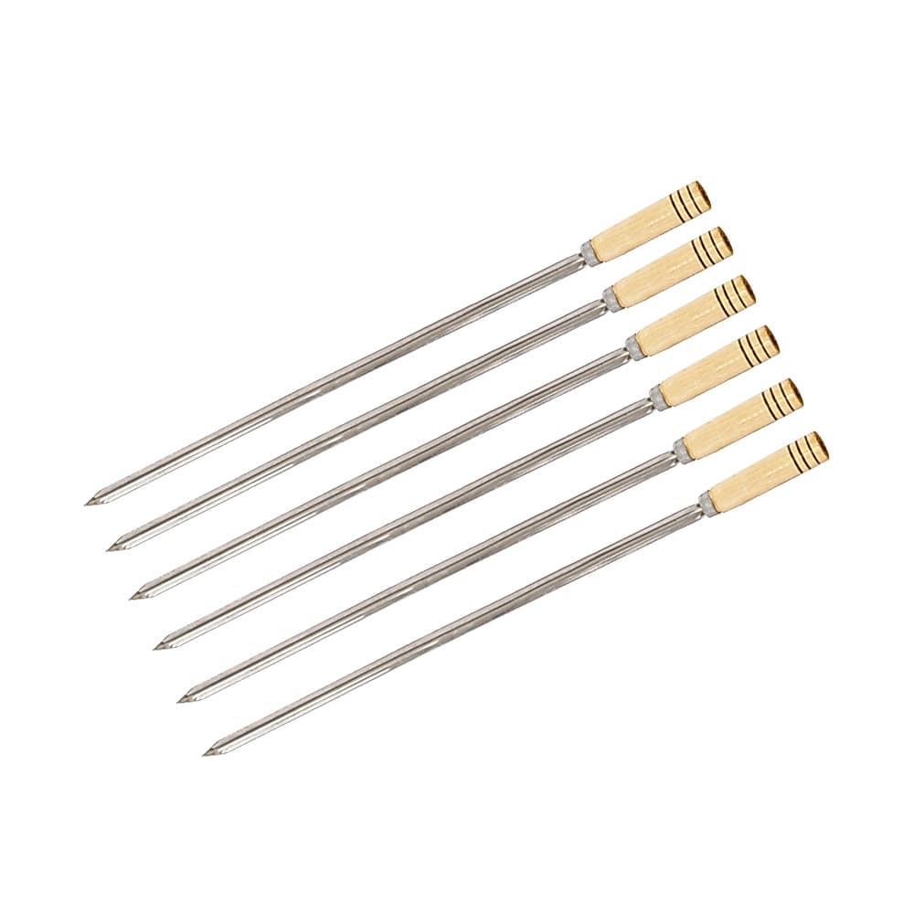 Kit 6 Espetos Simples Aço Inox Para Churrasco Churrasqueira 65cm - Gudim
