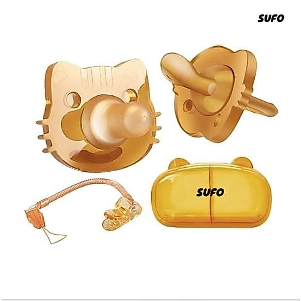 [SUFO] Kit 4 Chupeta Silicone Bebê, Redonda Dia, Chata Noite, Grátis Estojo