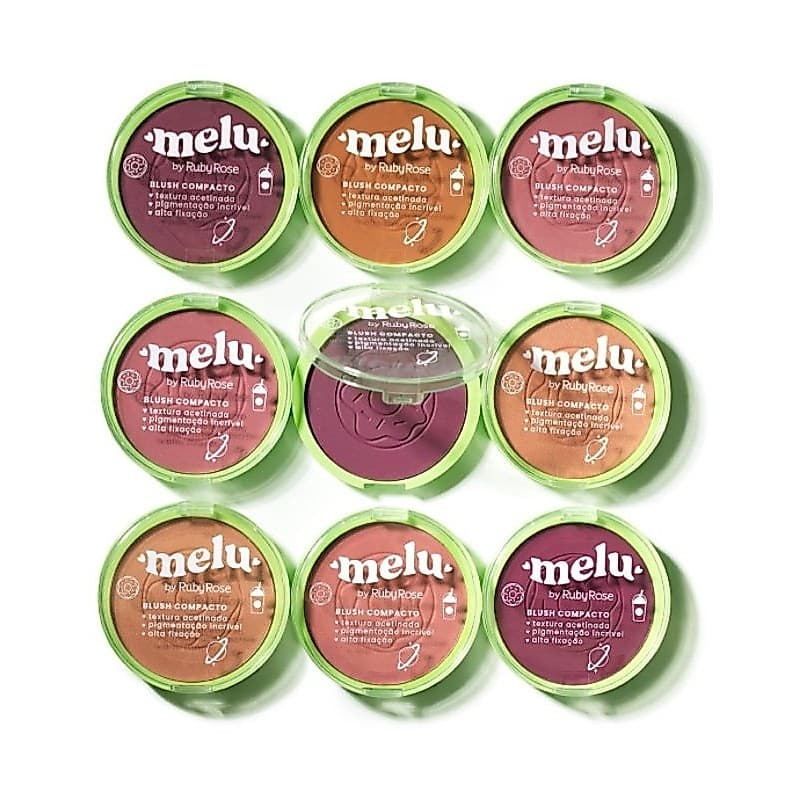 Blush Compacto Melu Textura Fina Alta Pigmentação Fácil de Esfumar