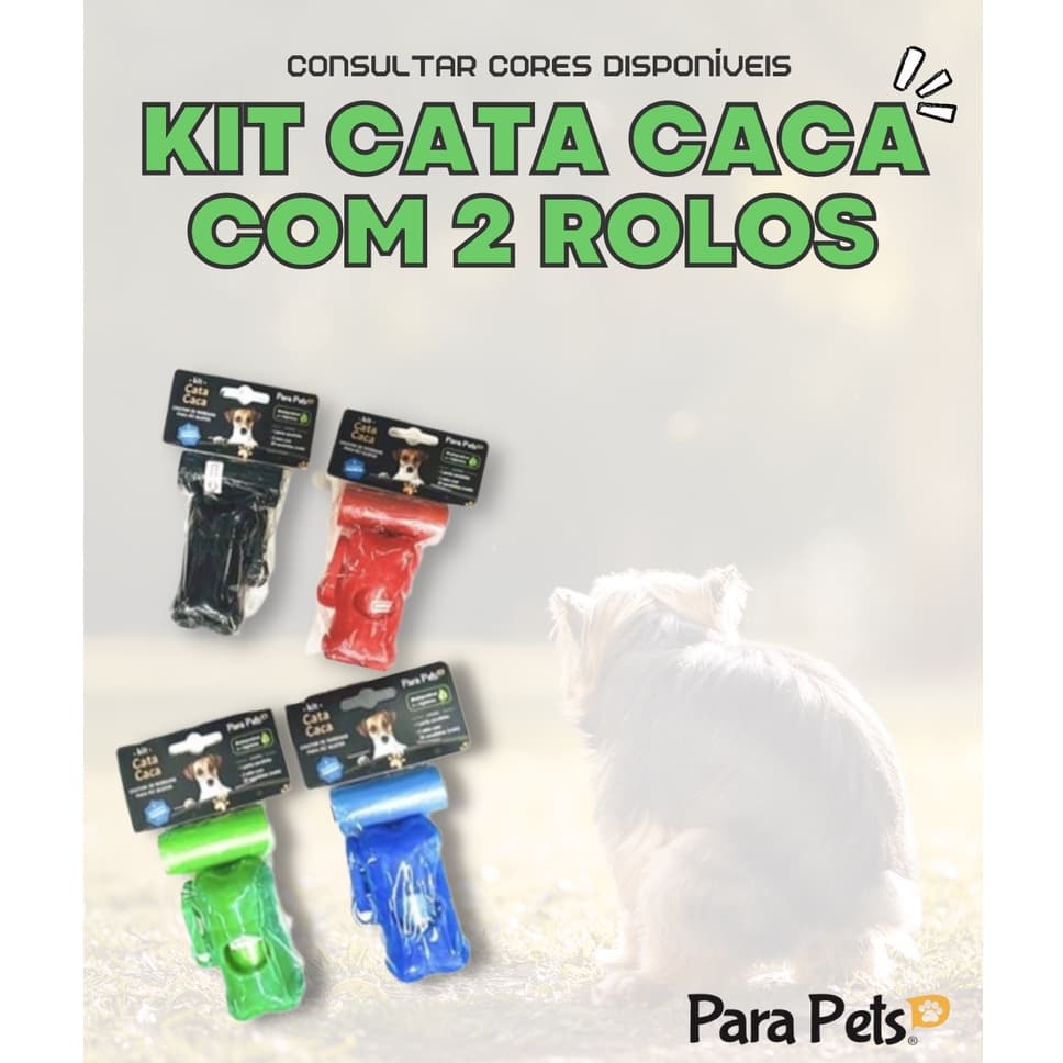 Kit Cata Caca Com 2 Refis Sacos Porta Saquinho Pet Cães Gatos Cachorro Recolher Coco