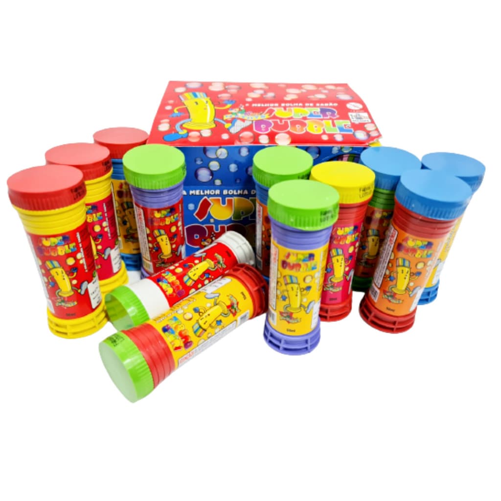 12 Bolha De Sabão Super Buble Bolhinha Kit Festa Lembrancinha de Aniversario  Prenda Criança