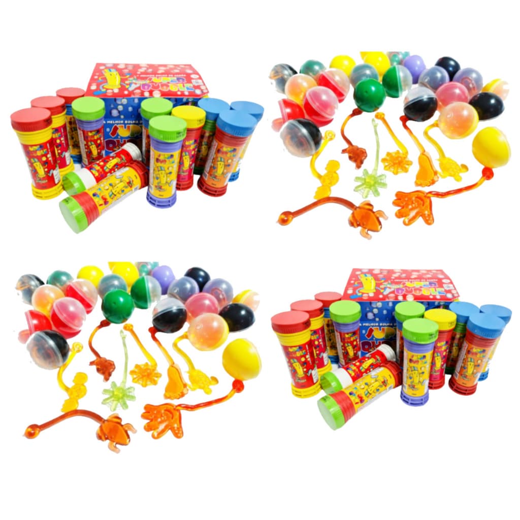 15 Bolha De Sabão +15 Gruda Parede+15 Cxs Giz De Cera 5 Cores Mini 5 Cms Para Kit festa/Lembrancinha
