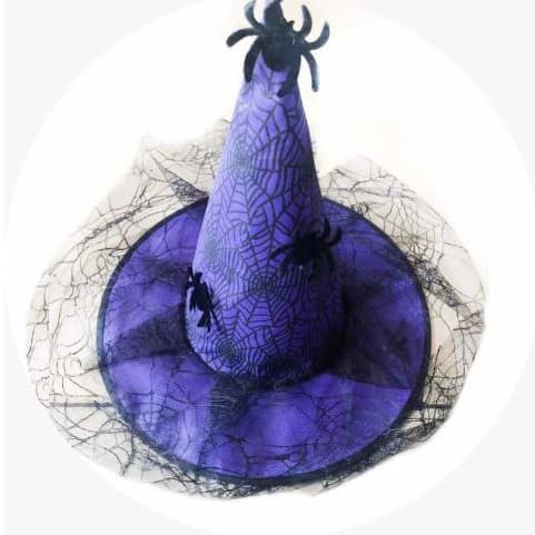 Chapéu de bruxa com aranha e teia - Fantasia Cosplay