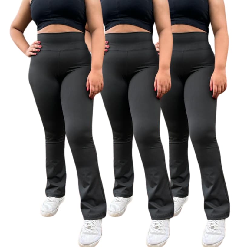 Kit 3 Calça Flare Legging Feminina Grossa Cintura Alta Uniforme Trabalho Dia a Dia 36 ao 54