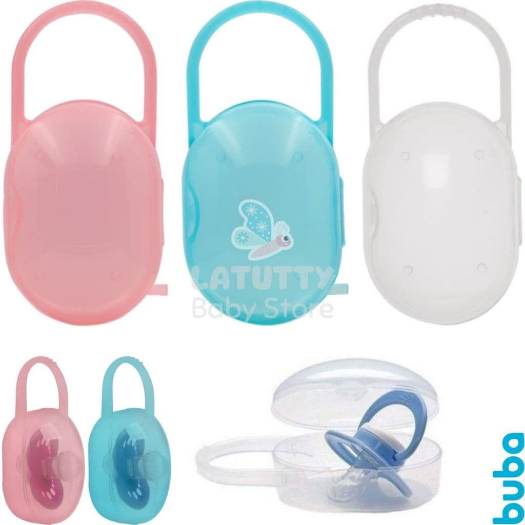 Porta Chupeta Bico Bebê Buba Estojo com Alça Seguro Higiênico Passeio Bebe Azul Rosa
