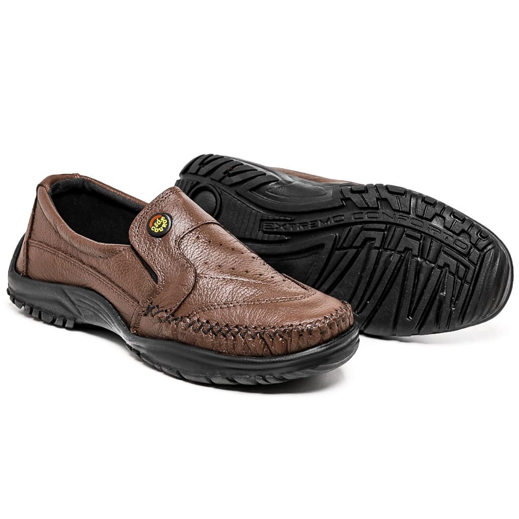 Sapato  Masculino Couro Legitimo Ortopédico Casual Mocassim Confortável