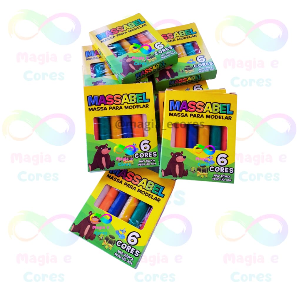 KIT COM 06 CAIXAS DE MASSINHA PARA MODELAR 65G C/ 6 CORES