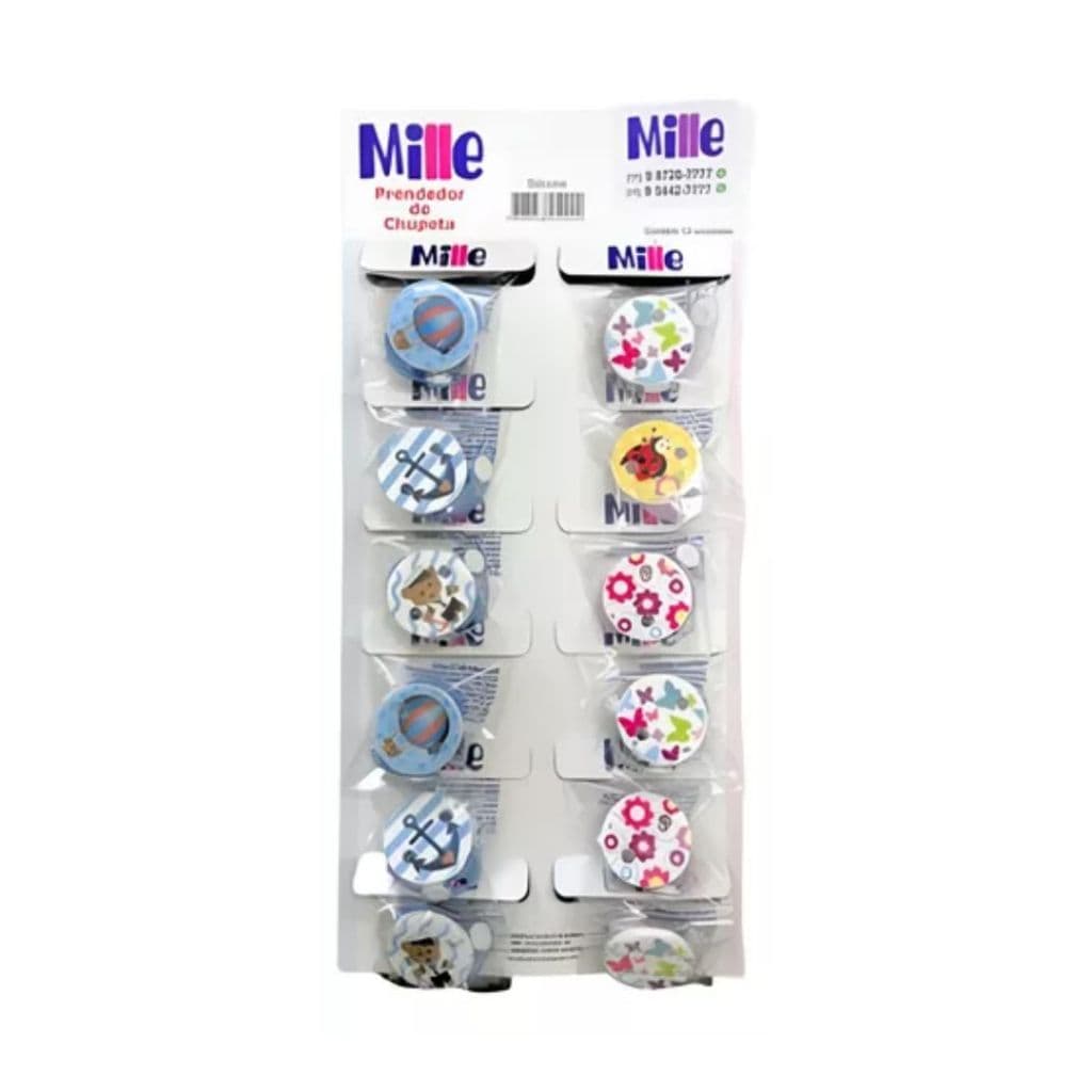 Prendedor De Chupeta Silicone Mille - 12 Unidades