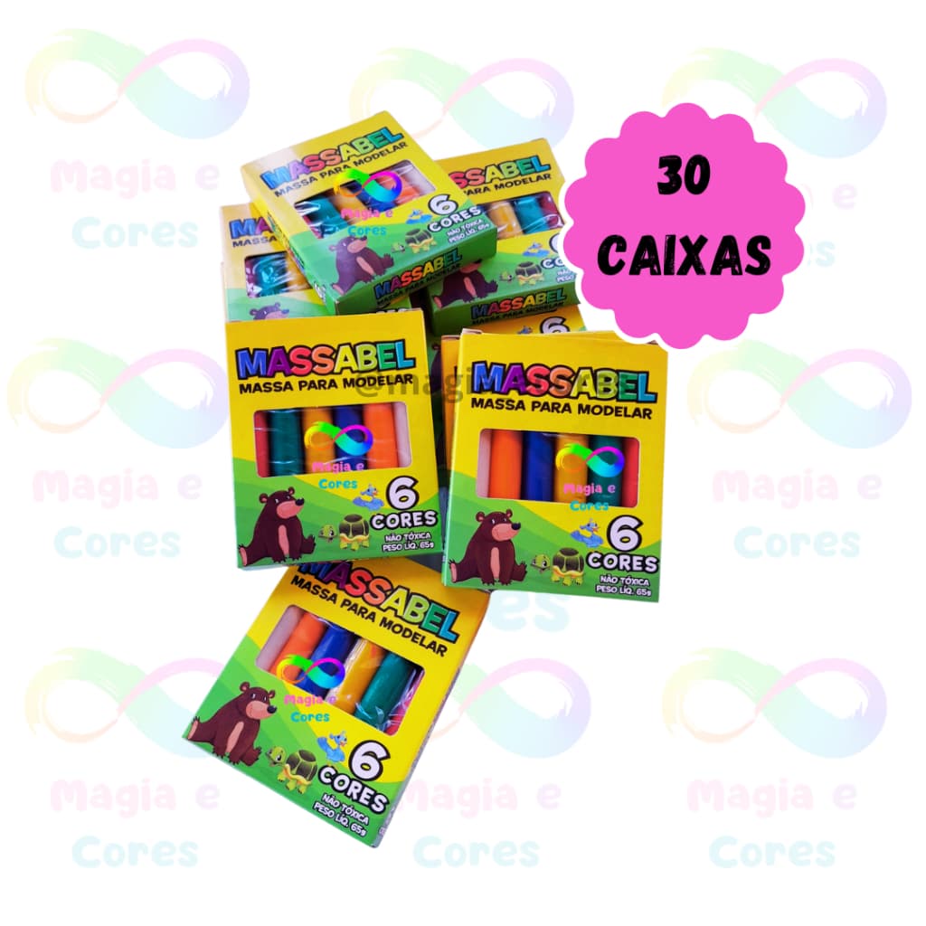 kit 30 massinha de modelar 65g c/6 cores