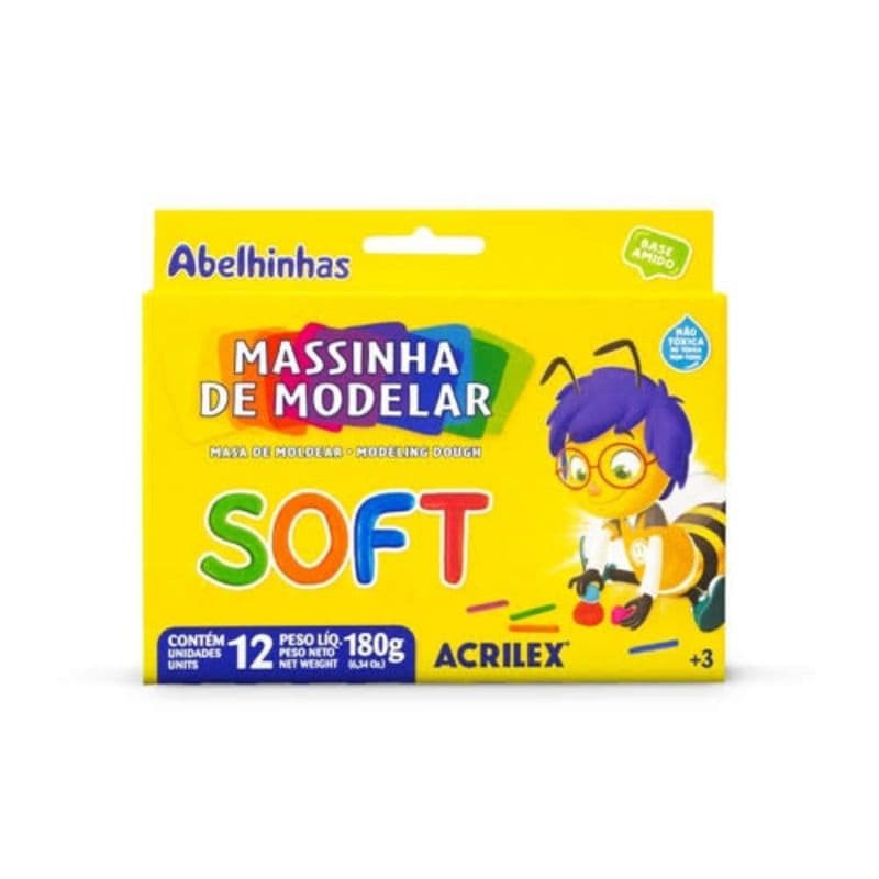 Massa para Modelar Soft Base Amido 12 Cores Foscas - Acrilex