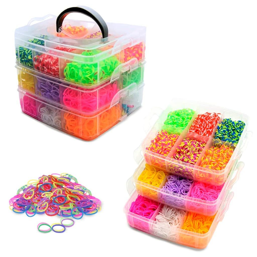 Maleta de Elásticos 3000 Elástico De Fazer Pulseira Loom Bands Clips Pulseira Cores Sortidas