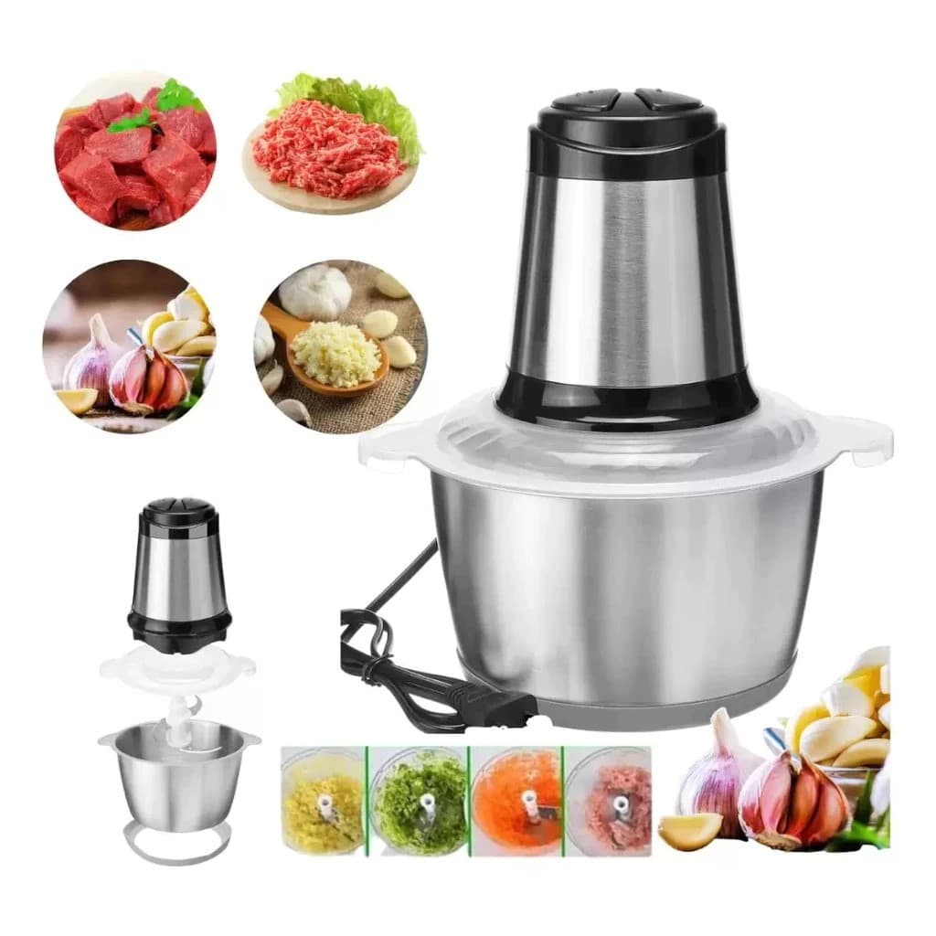 Picador de Alimentos 3L: Moedor de Carne e Mixer Elétrico para Cozinha - Processador de Alho 110v/220v