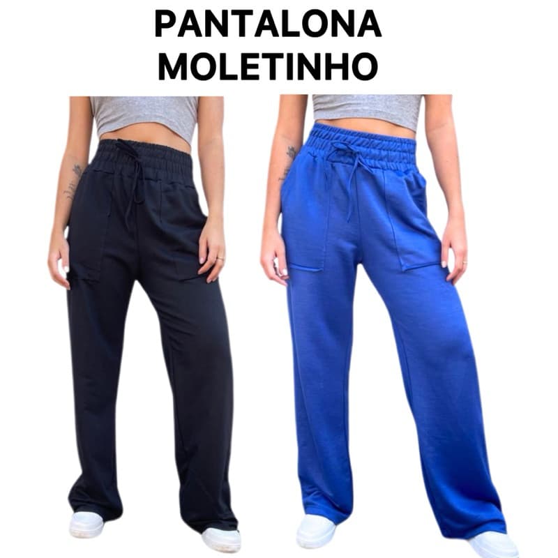 Calça Pantalona Feminina Cintura Alta  Moletinho