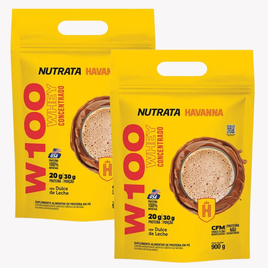 Kit 2x Whey W100 900g Refil - Nutrata 100% Concentrado WPC