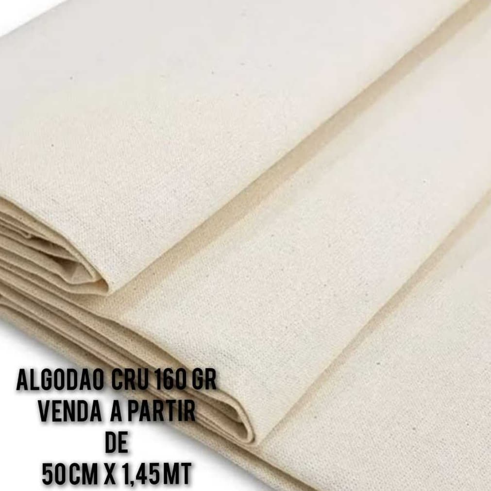 Tecido Algodão Cru 160gr/m2, 100% Algodão / extremamente versátil / artesanatos e muito mais.