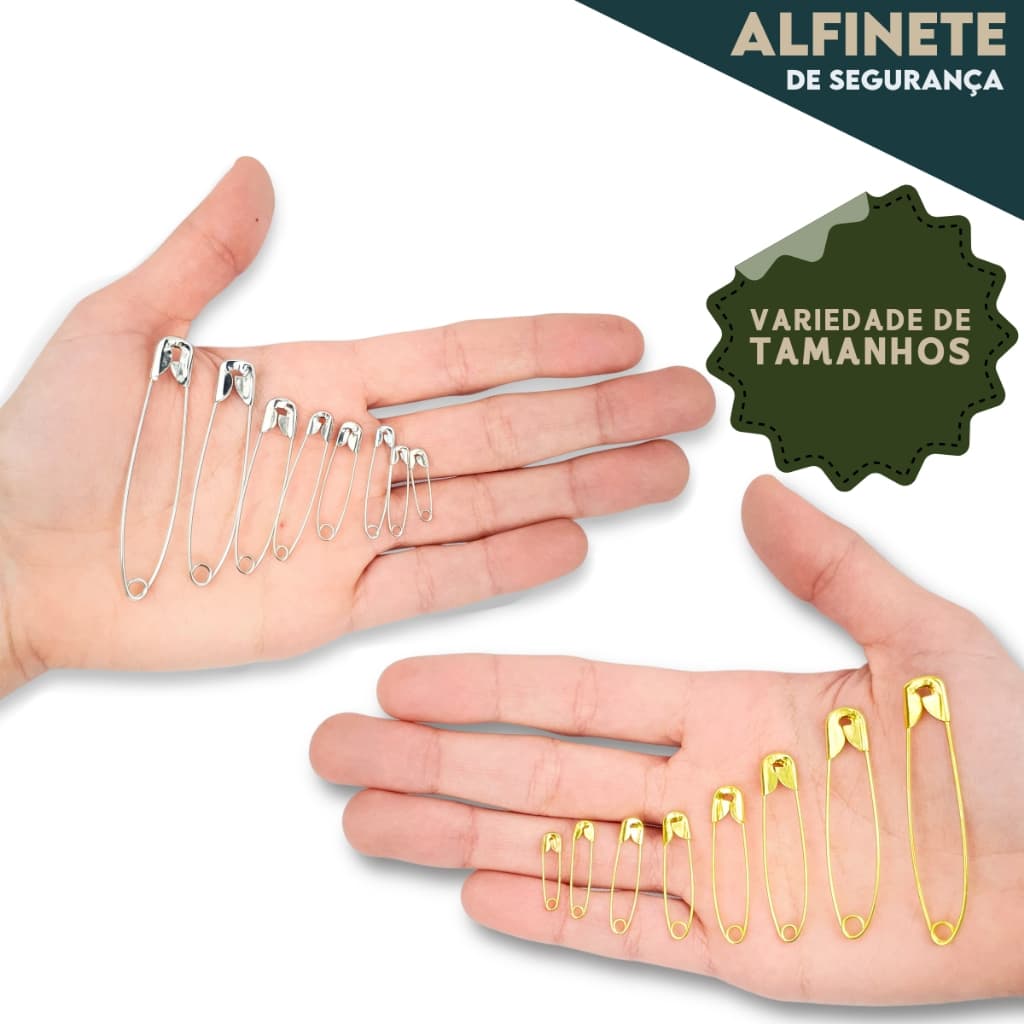 Alfinete de Segurança Ouro/Prata - Pacote com 100/50 Unidades - AV