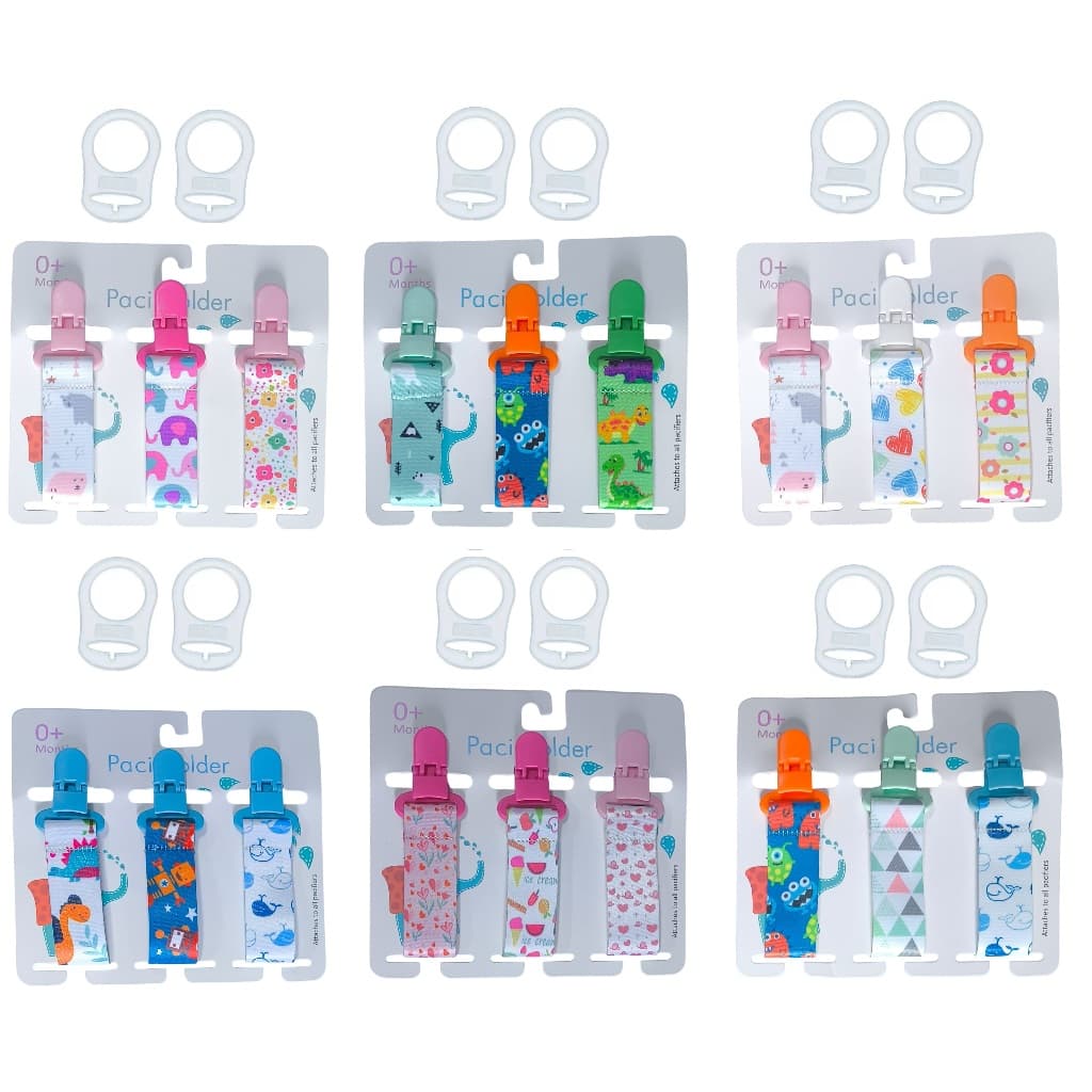 3 Prendedor De Chupeta para Mam Nuk Avent + 2 Anéis Argola Adaptador Chupeta sem Alça menina menino