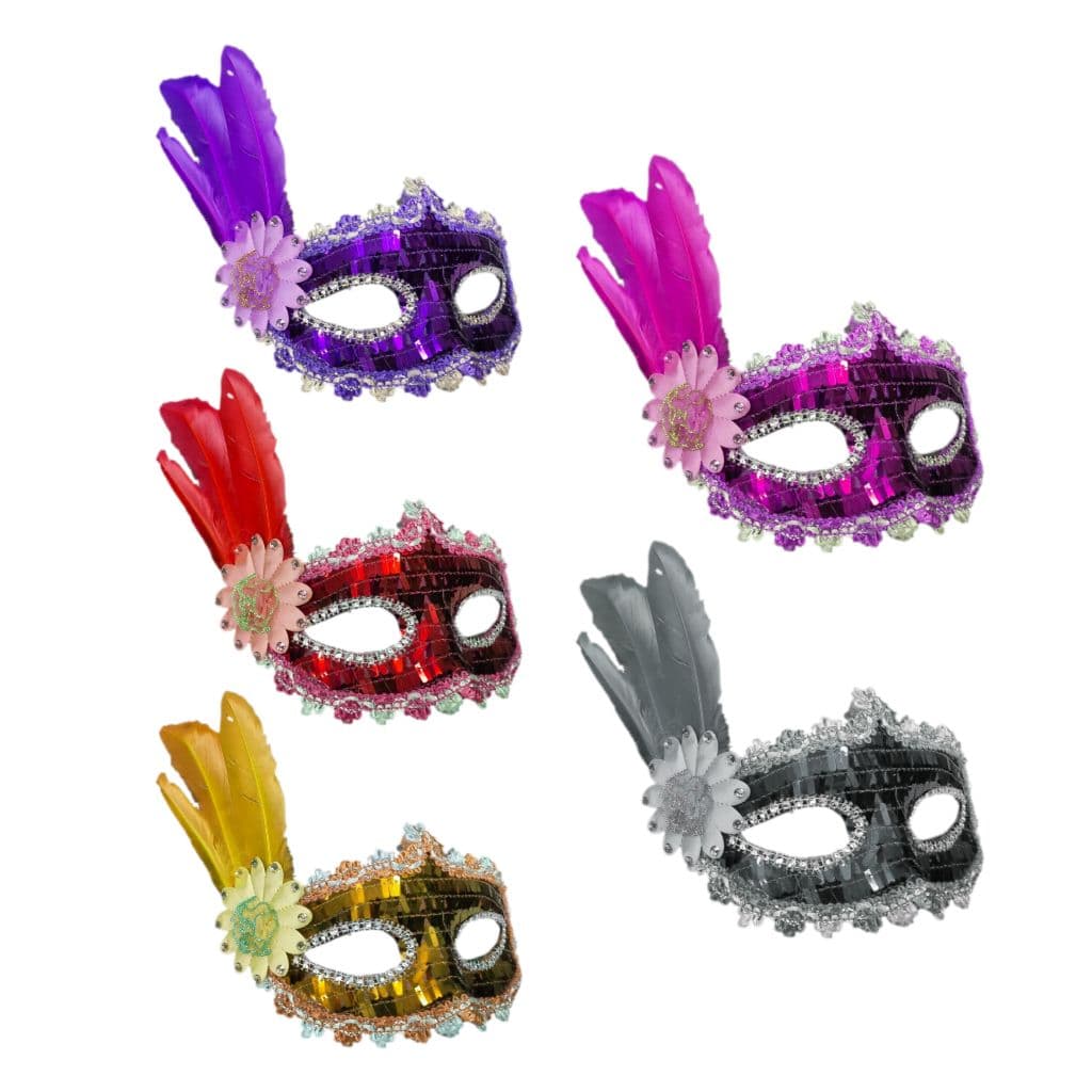 Mascara De Carnaval Luxo Com Lantejoulas Pena E Strass Festa em Geral