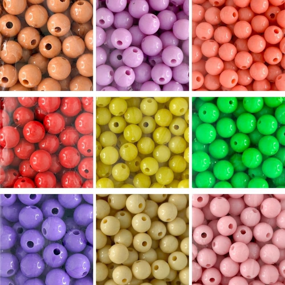 1000 pçs Miçanga Bola Lisa Leitosa 6mm p/ artesanato em geral Colar Pulseira Tiara Chinelos
