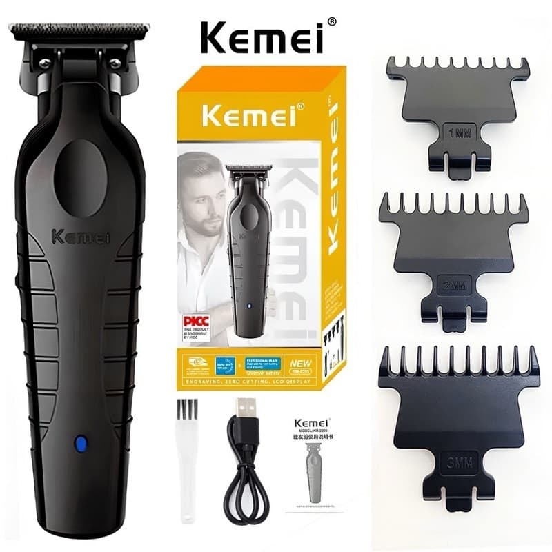 Kemei KM-2299 Máquina Barbear Profissional Acabamento Aparador Detalhador Barbeiro Cortar Elétrica