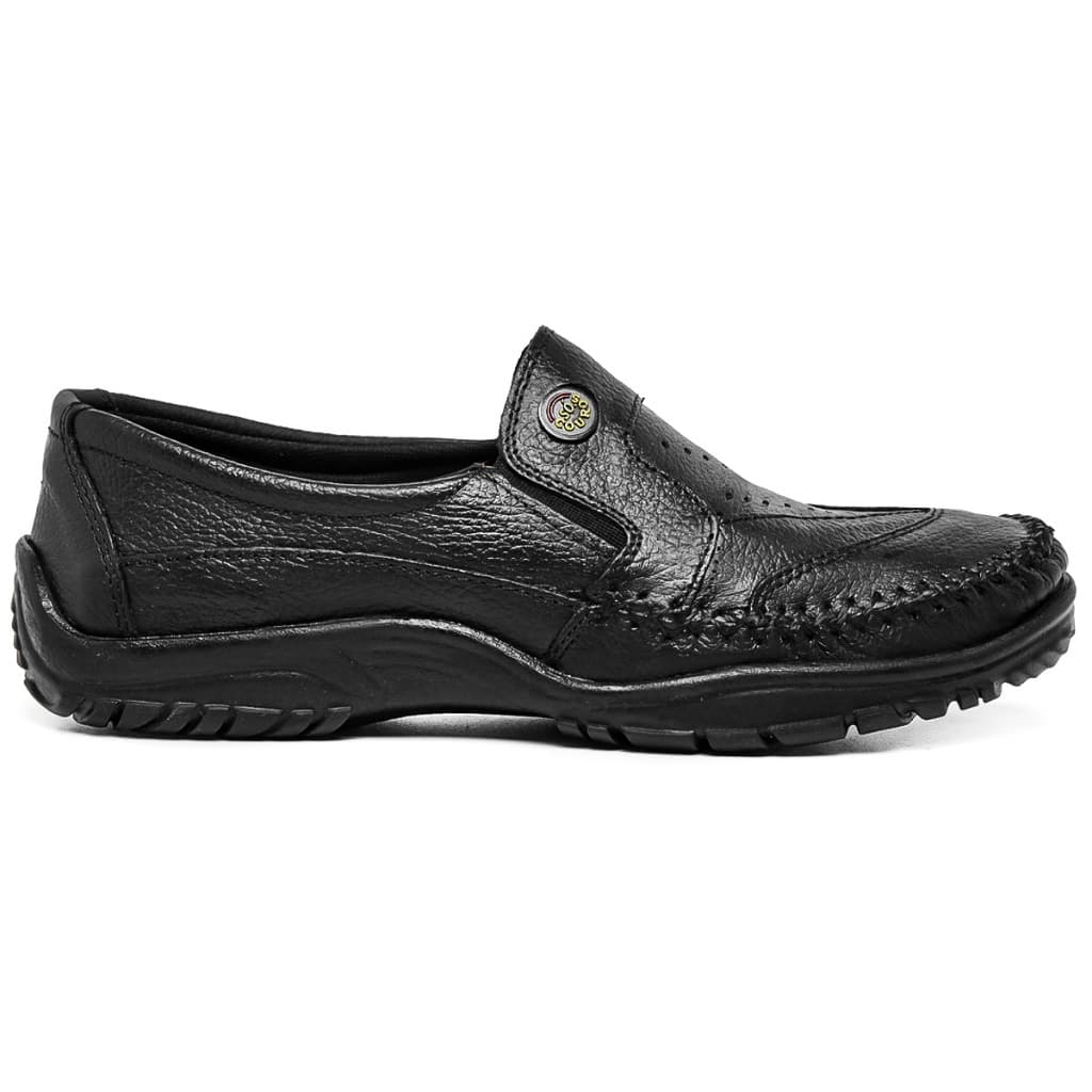 Sapato Mocassim Preto Masculino Couro Legítimo Original Sapatilha Ortopédica Conforto Envio Imediato