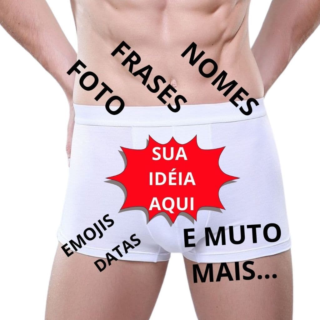 Cueca Boxer Branca Personalizada – Crie Sua Estampa Exclusiva!