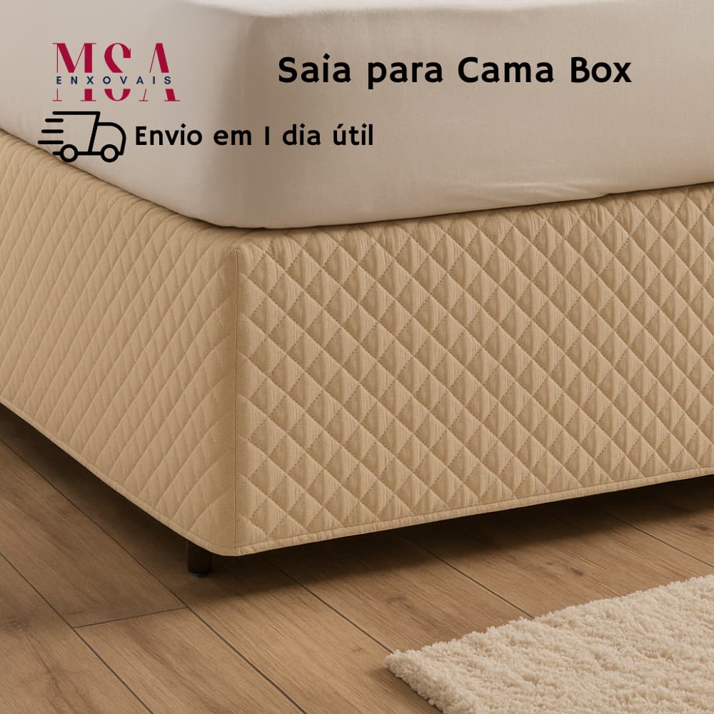 Saia Cama Box Com Elástico Casal Solteiro Queen King Matelado Ultrassônico Microfibra