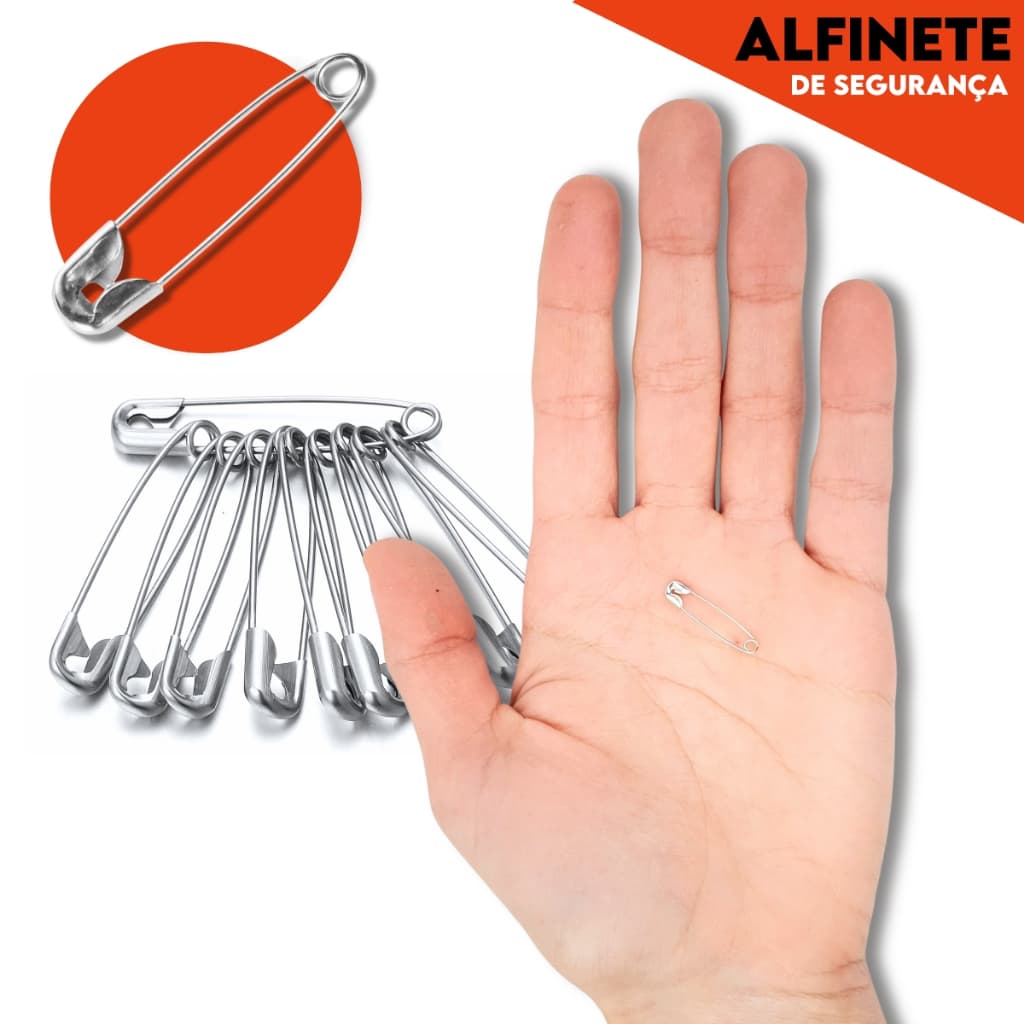 Alfinete de Segurança - Ouro/Prata - Pacote com 100/50 UN - Diversos Tamanhos - MANIA
