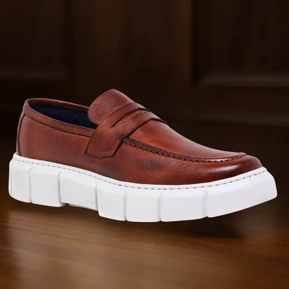 Sapato Loafer Masculino Sola Plataforma Slip On Oversized Flat Form Fácil Calce com Palmilha Conforto