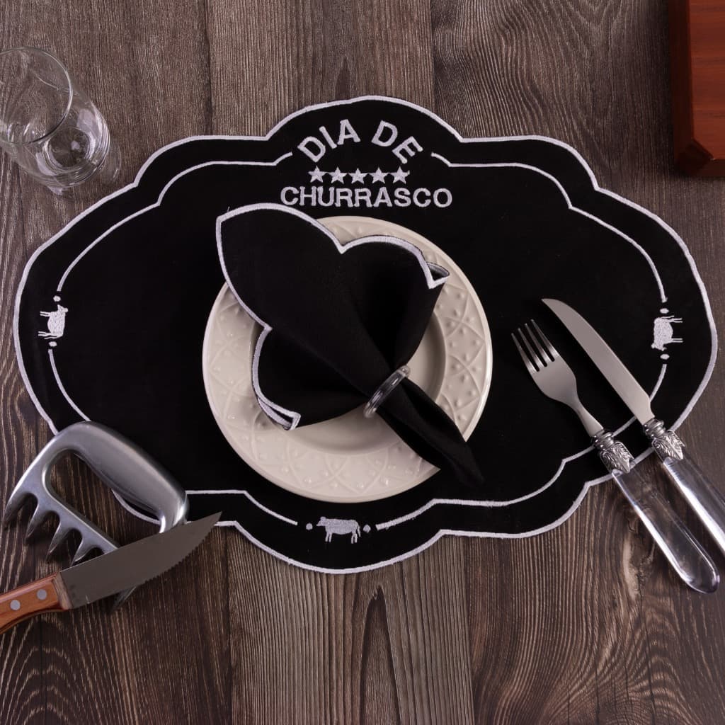 Kit Jogo Americano Churrasco 12 Peças Decoração Mesa Posta Cozinha Família Conforto Ambiente Casa