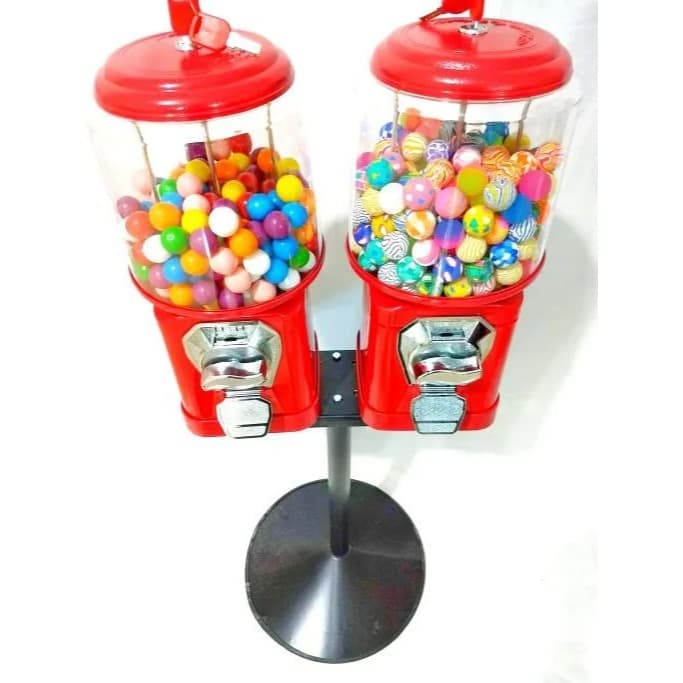 2 Máquinas de Bolinha Pula Vending Machine + Pedestal + Chapa + 426 Chiclete + 500 Bolinha Pula Pula