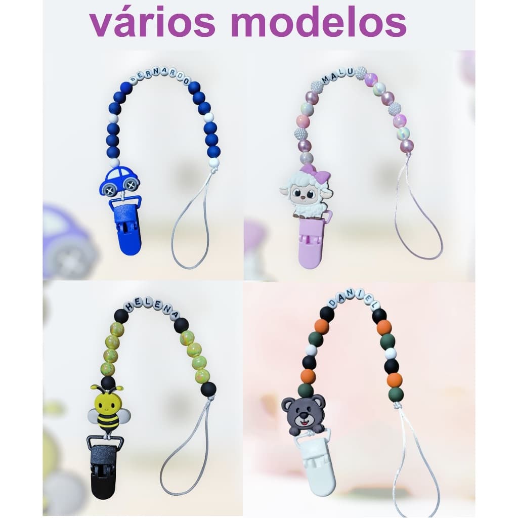 Prendedor de chupeta personalizado com nome do bebê para menina menino infantil