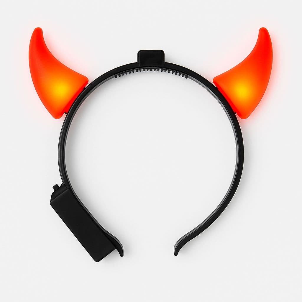 Tiara Led Chifre com Luz Diabinha Fantasia Capetinha Acende Para Festa Halloween e Carnaval