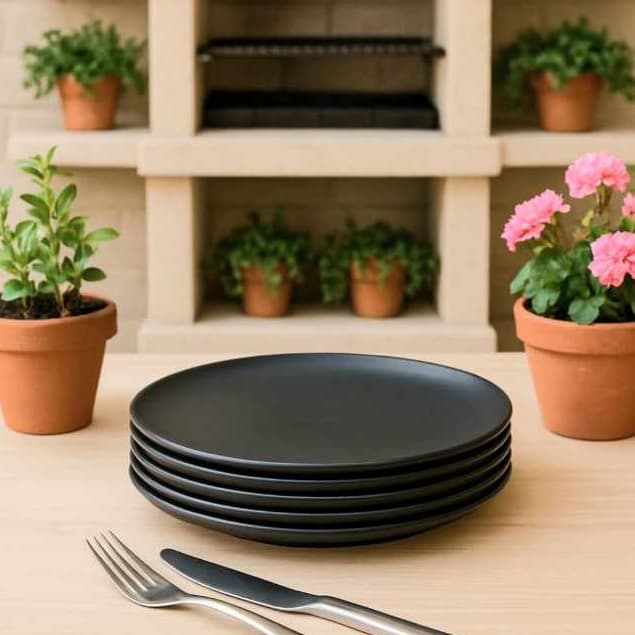 Kit 2/4/6 ou 8 Pratos Rasos de Plástico Resistentes para Churrasco Refeições Podem ir no Micro-ondas