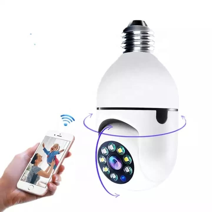 Câmera segurança wifi ip sem fio giratória 360 lampada bocal Rosca aplicativo Yoosee Full HD visão noturna  bivolt
