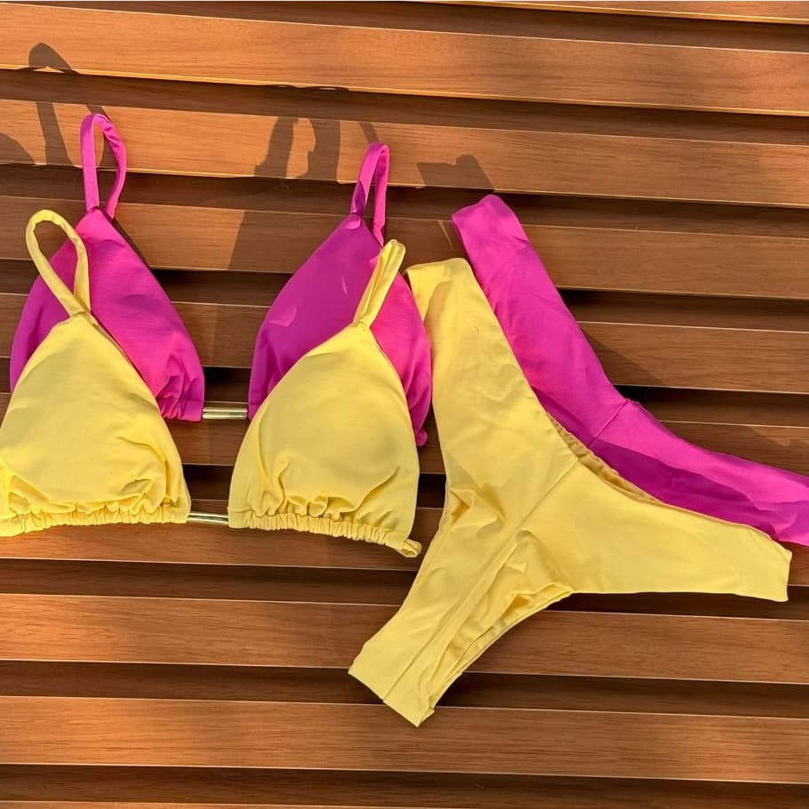 kit 2 Biquíni Cortininha com bojo e calcinha fio Moda praia 2025