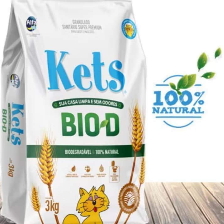 <<Areia para Gato Higiênica Granulado Natural Biodegradável Para Gatos Kets Bio-d 3kg Alfa Pet>>