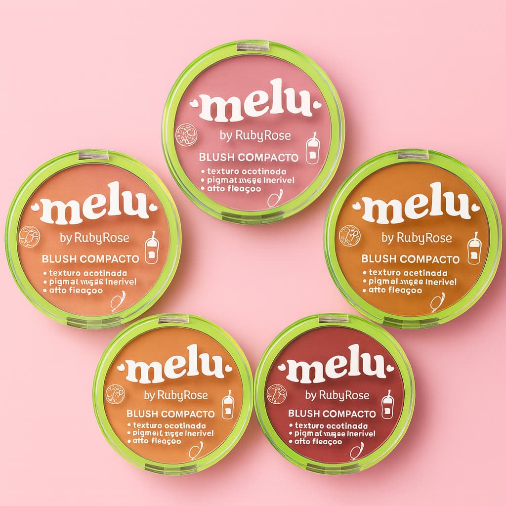 Blush Compacto Melu Ruby rose Natural Textura Refinada Toque Aveludado