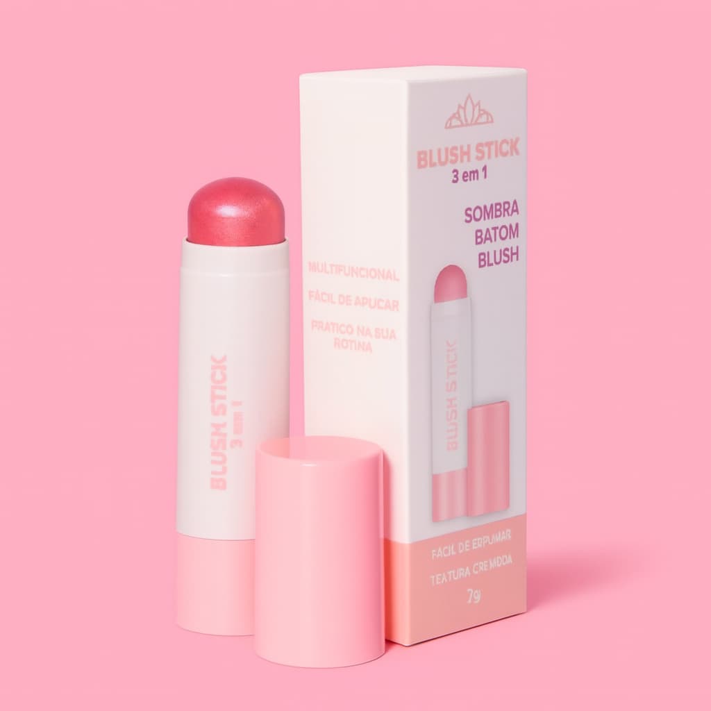 Blush Stick 3 em 1 Sombra, Batom, Blush Miss Lary 7g