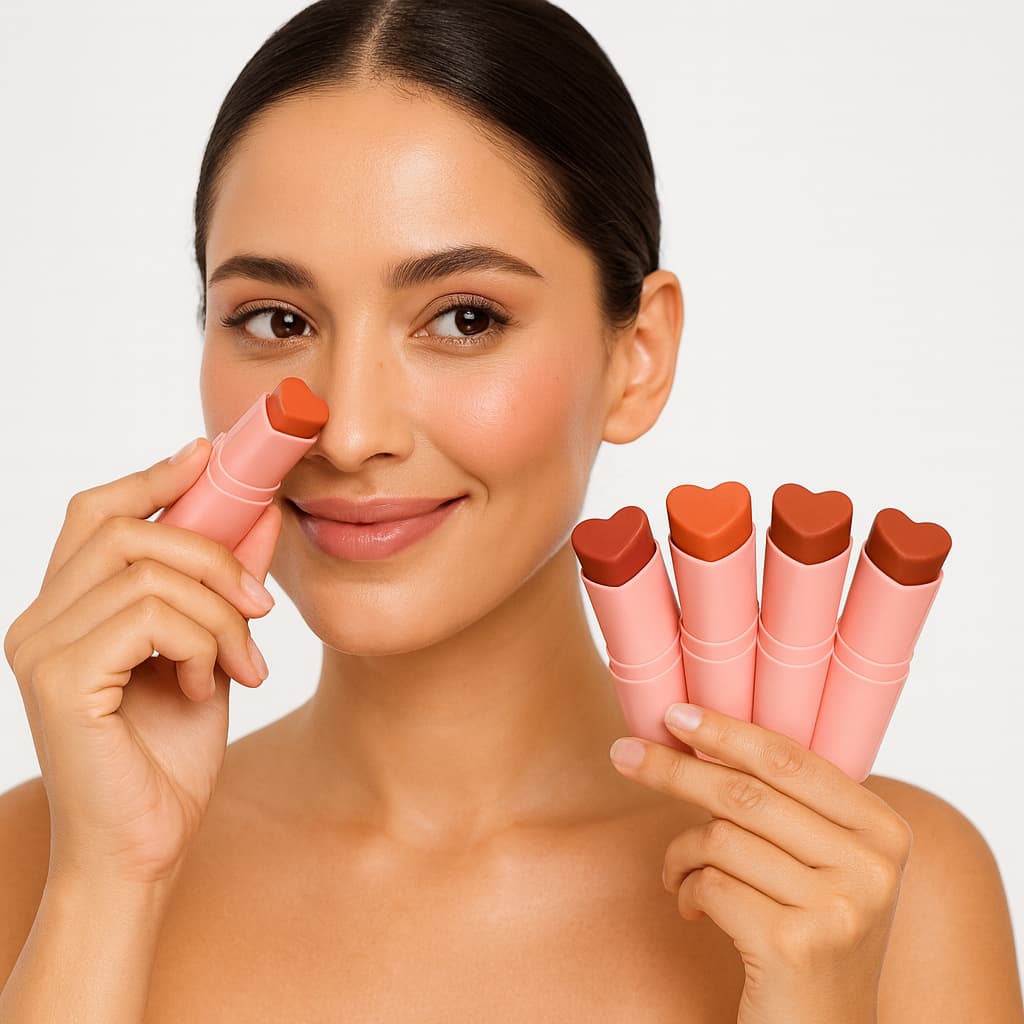 Blush em Bastão Lua & Neve Coração Pink – Efeito Suave e Natural